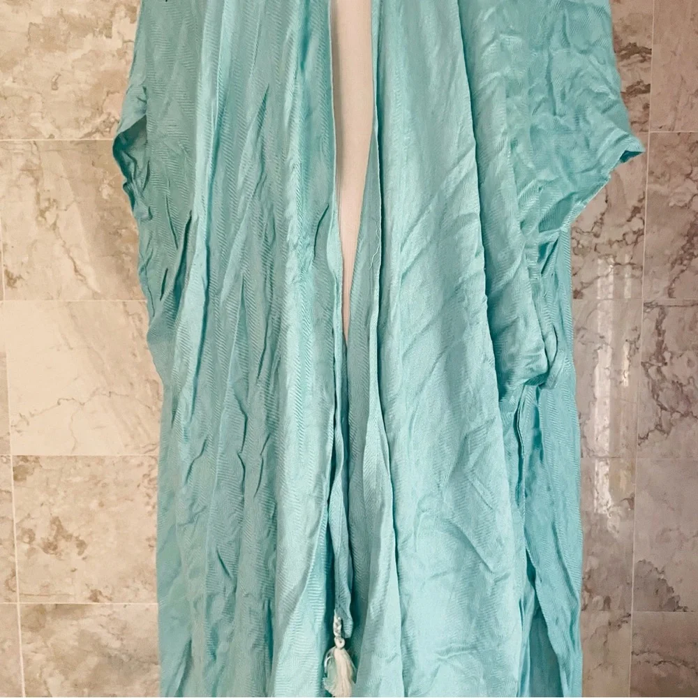 Nordstrom Teal Haze Open Front Ruana Topper